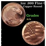 1oz .999 Fine Copper Bullion Round - Strength Free