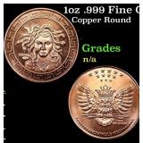 1oz .999 Fine Copper Bullion Round - Medusa style