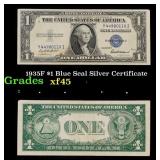 1935F $1 Blue Seal Silver Certificate Grades xf+