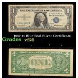 1957 $1 Blue Seal Silver Certificate Grades vf+