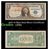 1957 $1 Blue Seal Silver Certificate Grades vf++