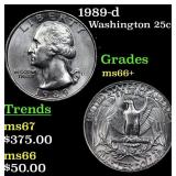 1989-d Washington Quarter 25c Grades GEM++ Unc