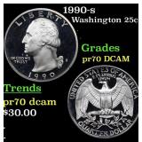 1990-s Proof Washington Quarter 25c Grades GEM++ P