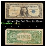 1957A $1 Blue Seal Silver Certificate Grades vf+