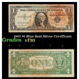 1957 $1 Blue Seal Silver Certificate Grades vf++