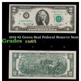 1976 $2 Green Seal Federal Reserve Note Grades Gem
