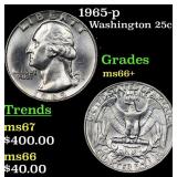 1965-p Washington Quarter 25c Grades GEM++ Unc