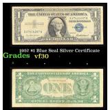 1957 $1 Blue Seal Silver Certificate Grades vf++