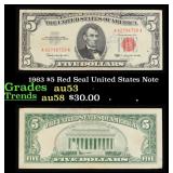 1963 $5 Red Seal United States Note Grades Select