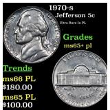 1970-s Jefferson Nickel 5c Grades GEM+ PL