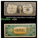 1935E $1 Blue Seal Silver Certificate Grades vf++
