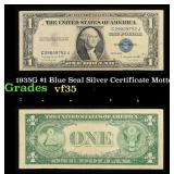 1935G $1 Blue Seal Silver Certificate Grades vf++