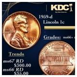 1959-d Lincoln Cent 1c Grades GEM++ RD