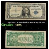 1957B $1 Blue Seal Silver Certificate Grades vf+