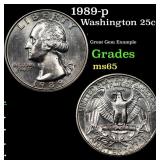 1989-p Washington Quarter 25c Grades GEM Unc