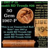 BU Shotgun Lincoln 1c roll, 1967-p 50 pcs Bank Wra