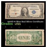 1935D $1 Blue Seal Silver Certificate Grades vf+
