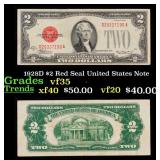 1928D $2 Red Seal United States Note Grades vf++