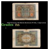 1920 Germany 100 Marks Banknote P# 69a, 7 digit se