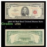 1963 $5 Red Seal United States Note Grades vf++