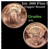 1oz .999 Fine Copper Bullion Round - Standing Libe