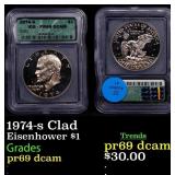 1974-s Clad Proof Eisenhower Dollar 1 pr69 dcam IC