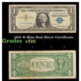 1957 $1 Blue Seal Silver Certificate Grades vf+