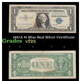 1957A $1 Blue Seal Silver Certificate Grades vf+