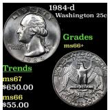 1984-d Washington Quarter 25c Grades GEM++ Unc