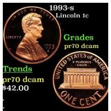 1993-s Proof Lincoln Cent 1c pr70 dcam SEGS