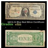 1957A $1 Blue Seal Silver Certificate Grades vf+