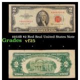 1953B $2 Red Seal United States Note Grades vf+