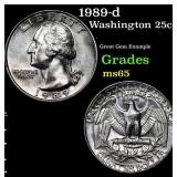 1989-d Washington Quarter 25c Grades GEM Unc