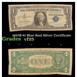 1957B $1 Blue Seal Silver Certificate Grades vf+