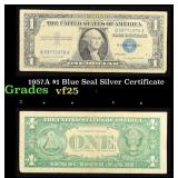1957A $1 Blue Seal Silver Certificate Grades vf+
