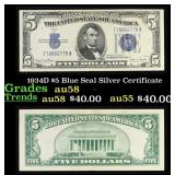 1934D $5 Blue Seal Silver Certificate Grades Choic