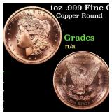 1oz .999 Fine Copper Bullion Round - Morgan Dollar