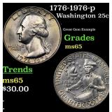 1776-1976-p Washington Quarter 25c Grades GEM Unc
