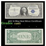 1957 $1 Blue Seal Silver Certificate Grades Gem CU