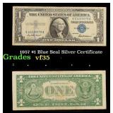 1957 $1 Blue Seal Silver Certificate Grades vf++