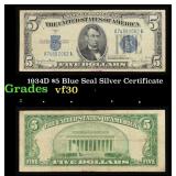 1934D $5 Blue Seal Silver Certificate Grades vf++
