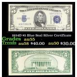 1934D $5 Blue Seal Silver Certificate Grades Choic