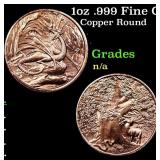 1oz .999 Fine Copper Bullion Round - Dragon style