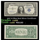 1957 $1 Blue Seal Silver Certificate Grades Gem+ C