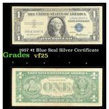 1957 $1 Blue Seal Silver Certificate Grades vf+