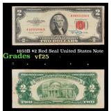 1953B $2 Red Seal United States Note Grades vf+