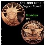 1oz .999 Fine Copper Bullion Round - Statue of Lib