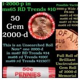 BU Shotgun Lincoln 1c roll, 2000-p 50 pcs Bank Wra