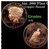 1oz .999 Fine Copper Bullion Round - Peace Dollar