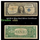 1957B $1 Blue Seal Silver Certificate Grades vf+